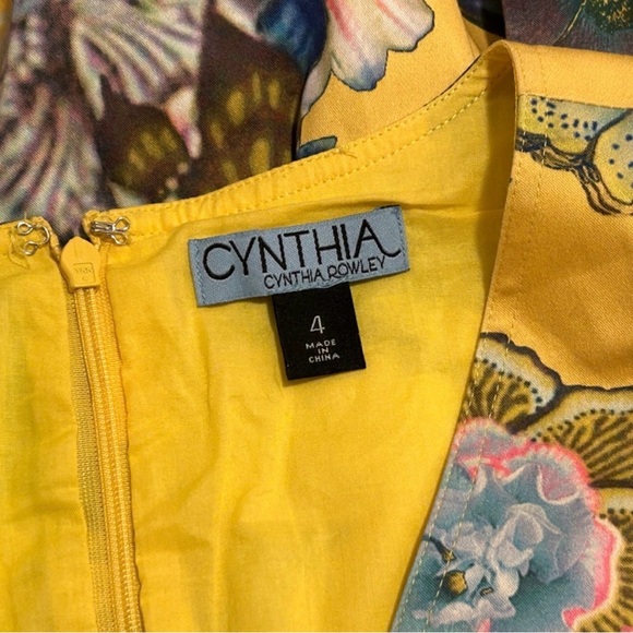 Cynthia Rowley V-neckline Pleated Flare Skirt Sleeveless Floral Dress - Size 4 - Picture 7 of 9